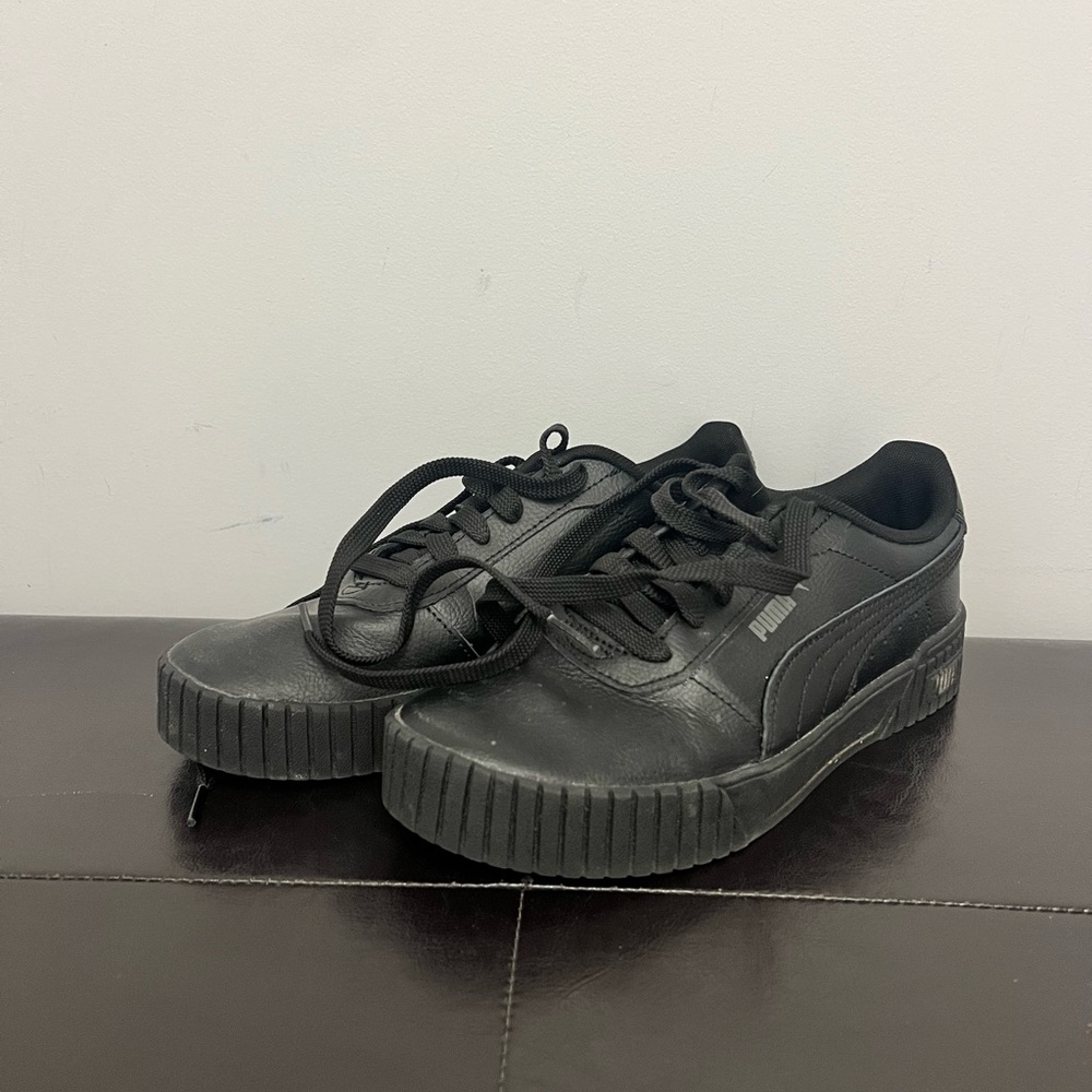 Puma Black Platform Sneakers with Suede Upper